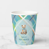 Gobelets En Papier Baby shower d'ours en peluche turquoise (Recto)
