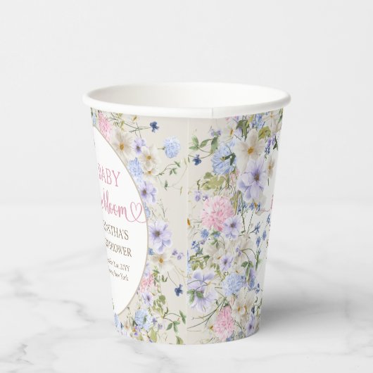 Gobelets En Papier Baby shower du jardin du Fleur sauvage de printemp (Droite)