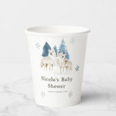 Gobelets En Papier Baby shower du loup arctique d'hiver (Recto)