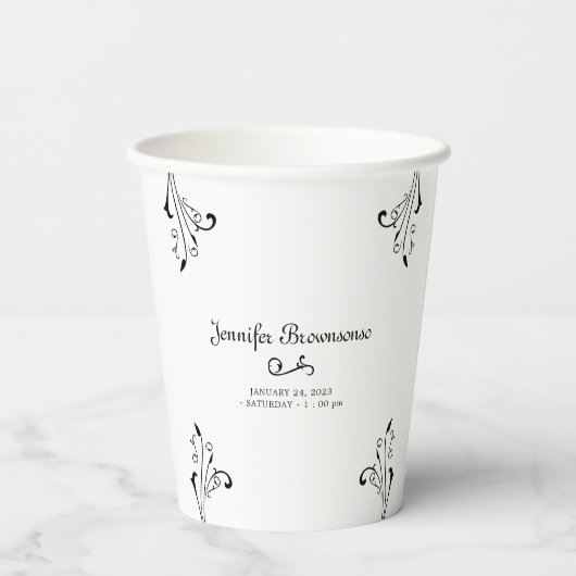 Gobelets En Papier Baby shower du parti gothique Bonjour Noir (Verso)