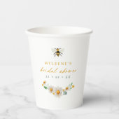Gobelets En Papier Baby Shower Élégante Abeille et Pâquerettes (Recto)