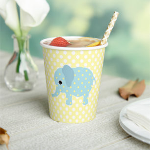 Gobelets En Papier Baby shower Eléphant à point de polka mignonne