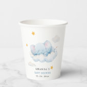 Gobelets En Papier Baby shower éléphant couché, Baby shower garçon (Recto)
