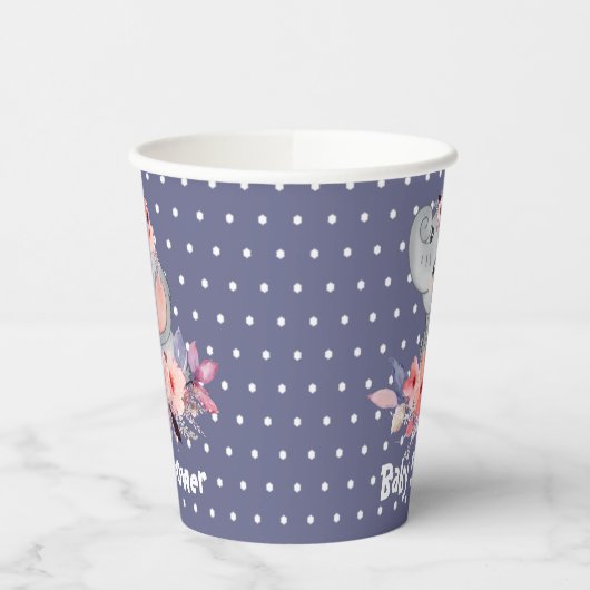 Gobelets En Papier Baby shower Eléphant mignon (Gauche)