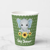 Gobelets En Papier Baby shower Eléphant mignon (Recto)