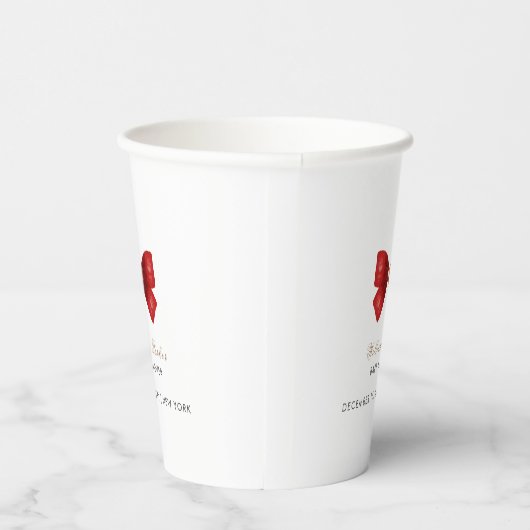 Gobelets En Papier Baby shower en bois d'aquarelle simple rouge (Droite)