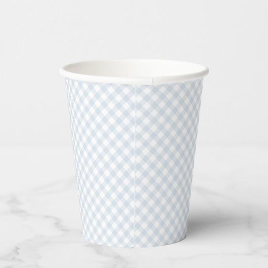 Gobelets En Papier Baby shower en vichy bleu clair simple (Droite)