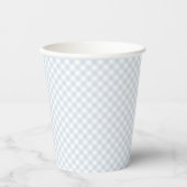 Gobelets En Papier Baby shower en vichy bleu clair simple (Recto)