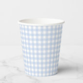 Gobelets En Papier Baby shower En vichy bleu plaid (Recto)