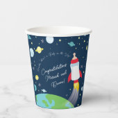 Gobelets En Papier Baby shower Espace Extérieur Bouteille Fusée Navir (Recto)