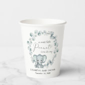 Gobelets En Papier Baby shower Eucalyptus Eléphant mignon (Verso)