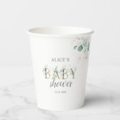 Gobelets En Papier Baby shower Feuille de Boho Eucalyptus (Verso)