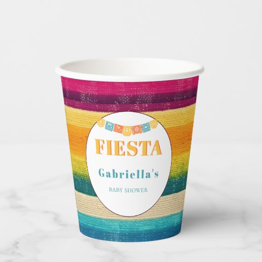 Gobelets En Papier Baby shower Fiesta mexicain personnalisé (Recto)