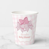 Gobelets En Papier Baby shower fille Bow Aquarelle rose (Verso)