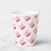Gobelets En Papier Baby shower fille cerise rose Bow (Verso)