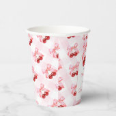 Gobelets En Papier Baby shower fille cerise rose Bow (Droite)