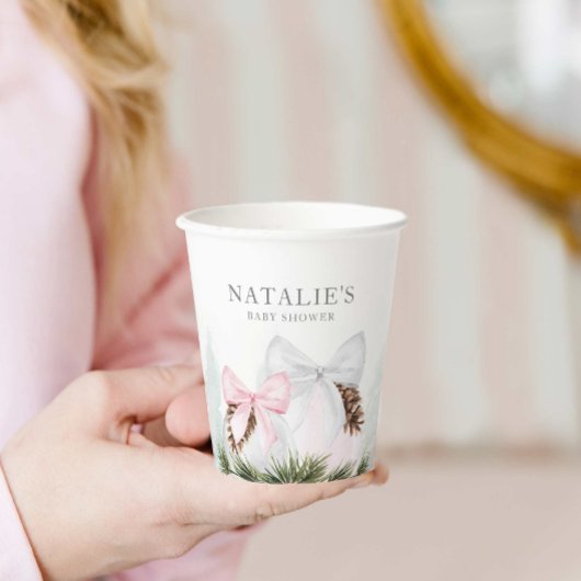 Gobelets En Papier Baby shower Fille de Noël personnalisé