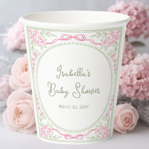 Gobelets En Papier Baby Shower Fille Fleur Sauvage