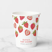 Gobelets En Papier Baby shower Filles fraises (Verso)