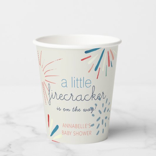 Gobelets En Papier Baby shower Firecracker 4 juillet Fireworks (Recto)
