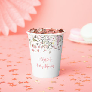 Gobelets En Papier Baby shower Fleur sauvage Baby In Bloom Boho