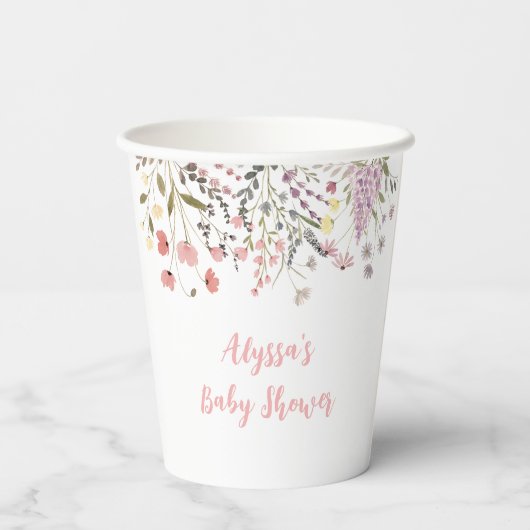 Gobelets En Papier Baby shower Fleur sauvage Baby In Bloom Boho (Verso)