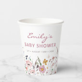 Gobelets En Papier Baby shower Fleur sauvage Boho (Recto)
