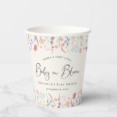 Gobelets En Papier Baby shower Fleur sauvage d'aquarelle bébé en fleu (Recto)