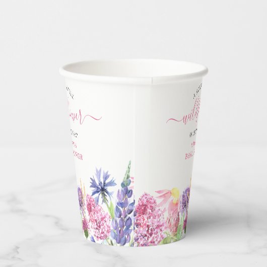 Gobelets En Papier Baby shower Fleur sauvage d'aquarelle douce (Droite)