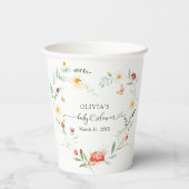 Gobelets En Papier Baby shower Fleur sauvage de bug mignon (Verso)