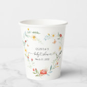 Gobelets En Papier Baby shower Fleur sauvage de bug mignon (Recto)