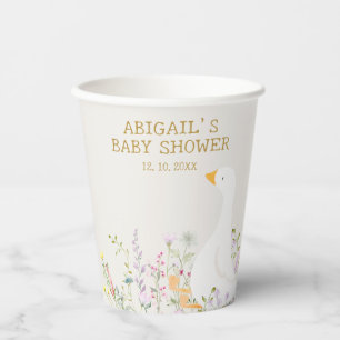 Gobelets En Papier Baby shower Fleur sauvage de canard d'oie d'aquare