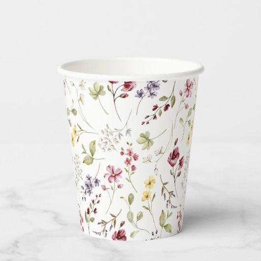 Gobelets En Papier Baby shower Fleur sauvage doux (Verso)