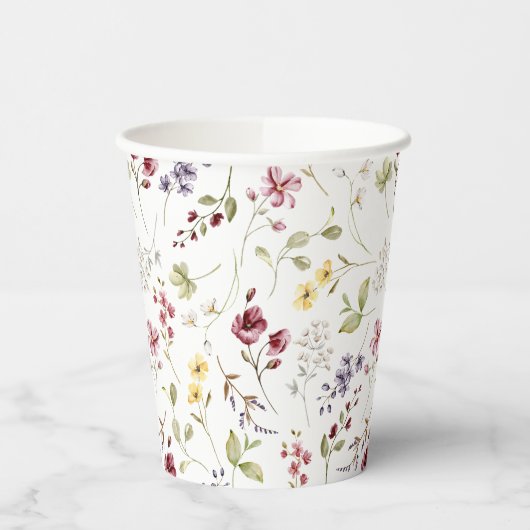 Gobelets En Papier Baby shower Fleur sauvage doux (Gauche)