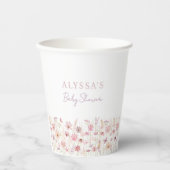 Gobelets En Papier Baby shower Fleur sauvage Dusty Pink Boho (Recto)