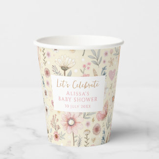 Gobelets En Papier Baby shower Fleur sauvage floral
