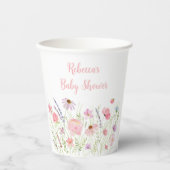Gobelets En Papier Baby shower Fleur sauvage Pink Pastel (Recto)