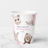 Gobelets En Papier Baby shower fleuri d'animaux mignons en bois (Recto)