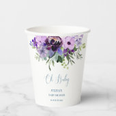 Gobelets En Papier Baby shower fleuri violet (Recto)