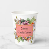 Gobelets En Papier Baby Shower Fleurs Sauvages Élégant (Verso)