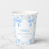 Gobelets En Papier Baby Shower Floral au Ruban Bleu (Verso)