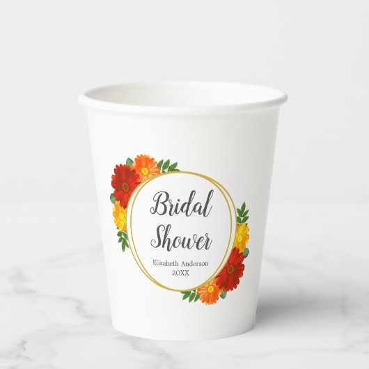 Gobelets En Papier Baby Shower Floral Automnal (Recto)