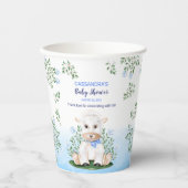 Gobelets En Papier Baby shower floral bleu d'agneau (Recto)