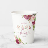 Gobelets En Papier Baby shower floral bordeaux automne (Verso)