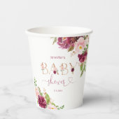 Gobelets En Papier Baby shower floral bordeaux automne (Recto)
