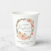 Gobelets En Papier Baby shower Floral Citrouille rose fille (Recto)