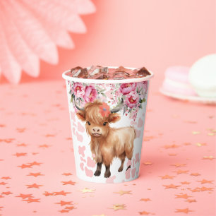 Gobelets En Papier Baby shower Floral de la Vache Sainte