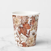 Gobelets En Papier Baby shower floral de l'aquarelle d'automne (Verso)