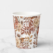 Gobelets En Papier Baby shower floral de l'aquarelle d'automne (Droite)