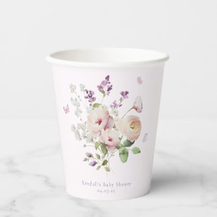 Gobelets En Papier Baby shower Floral du jardin des papillons